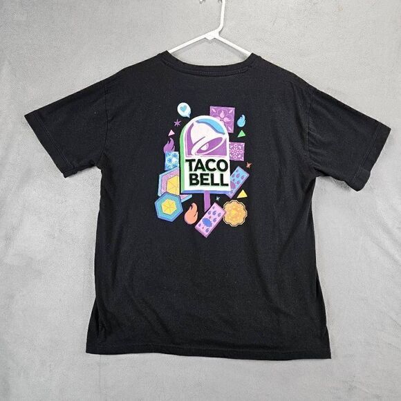 Taco Bell Shirt Mens Size Medium Black Graphic Employee Button Uniform Henley - Picture 6 of 8